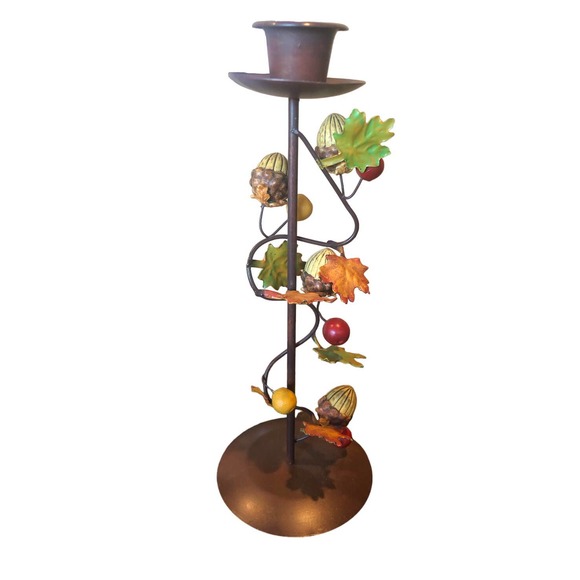EUC 90's Fall Autumn Russ Metal Acorn Candle Stick Thanksgiving Holiday Decor - Picture 2 of 7
